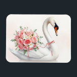 Magnet Flexible Elegant Swan with Roses<br><div class="desc">This elegant illustration features a graceful white swan adorned with a delicate bouquet of soft pink roses, symbolizing love, beauty, and timeless romance. Perfect for weddings, anniversaries, Valentine’s Day, and refined home décor, this artwork adds a gentle and sophisticated touch to any space. Ideal as wall art, greeting cards, invitations,...</div>