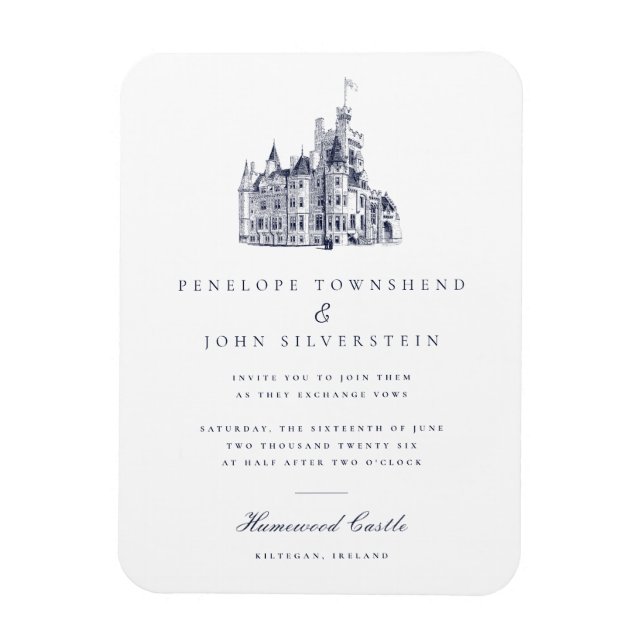 Magnet Flexible Elegant Vintage Castle Wedding Invitation (Vertical)