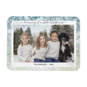 Magnet Flexible Elegant White Christmas Snowflake Crystal Bokeh