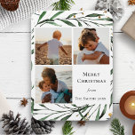 Magnet Flexible Elégante aquarelle de feuillage vert or Confetti<br><div class="desc">Elégante Carte de vacances minimaliste Florale Vert Foliage Or Confetti Aquarelle Florale. Envoyez des voeux et des salutations à vos proches avec cette carte de vacances minimaliste et moderne. Un beau cadre de feuilles d'aquarelle peints en vert doux, entouré de flocons de confettis dorés devant. Le milieu dispose de trois...</div>