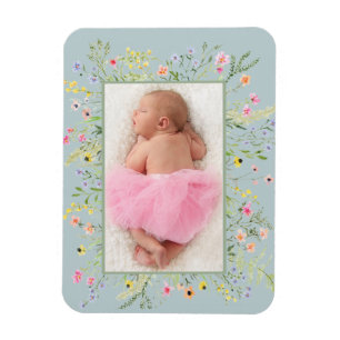 Magnet Flexible Elégante aquarelle Fleur sauvage photo cadre