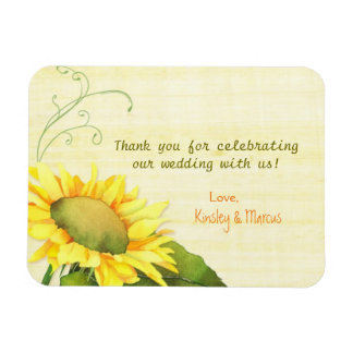 Magnet Flexible Elégante aquarelle Mariage de tournesol Merci
