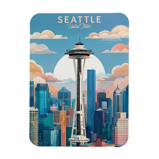 Magnet Flexible Elégante aquarelle Vintage Washington DC (Vertical)