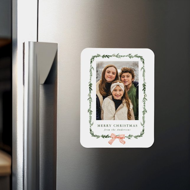 Magnet Flexible Elégante Bow Rouge Vert Garland Photo de vacances (Créateur téléchargé)