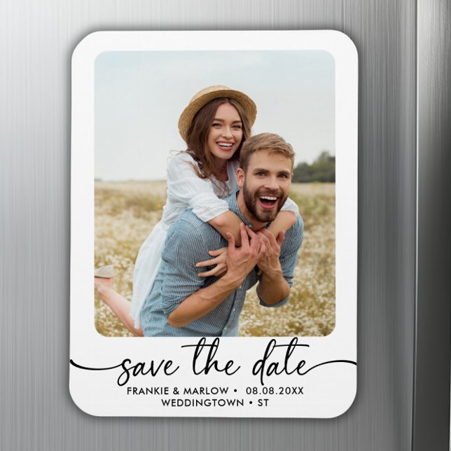 Magnet Flexible Élégante Calligraphie Couple Photo Enregistrer La  (Elegant Calligraphy Couple Photo Save The Date Magnet)