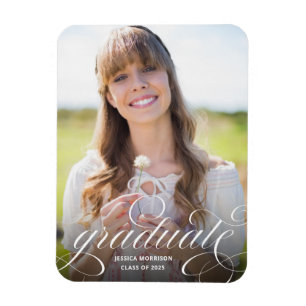 Magnet Flexible Élégante calligraphie Faire-part de graduation pho
