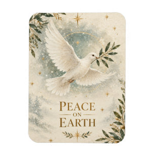 Magnet Flexible Élégante colombe de Noël, Paix sur Terre style bla
