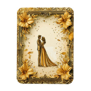 Magnet Flexible Élégante œuvre d'art en or représentant un couple