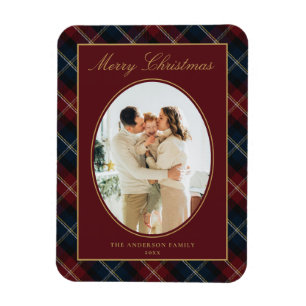Magnet Flexible Élégante photo de famille à carreaux de Noël class