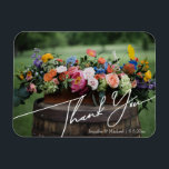 Magnet Flexible élégante photo de mariage avec remerciement écritu<br><div class="desc">élégant aimant de photo de mariage avec remerciement écriture manuscrite blanche stylé</div>