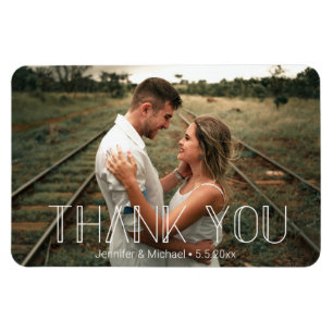 Magnet Flexible élégante photo de remerciement de mariage simple e