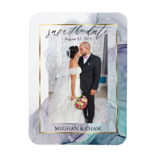 Magnet Flexible Élégante photo Turquoise et violette Enregistrer l