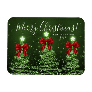 Magnet Flexible Élégantes vacances vert Sapins de Noël rouges 