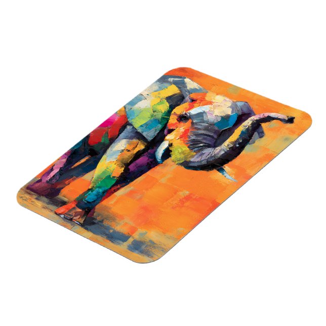 Magnet Flexible Eléphant arc-en-ciel Abstrait (Côté Gauche)
