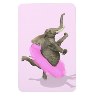 Magnet Flexible Eléphant Avec Tutu Rose