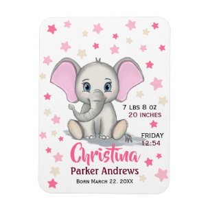 Magnet Flexible Eléphant bébé mignon avec oreilles roses statistiq