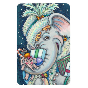 MAGNET FLEXIBLE ÉLÉPHANT DE NOËL, FIER DES CADEAUX ET BONNE CHÈRE