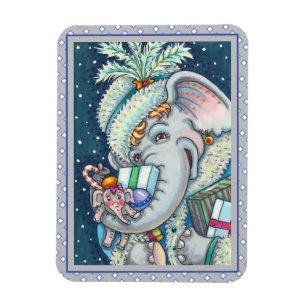 MAGNET FLEXIBLE ÉLÉPHANT DE NOËL, FIER DES CADEAUX ET BONNE CHÈRE
