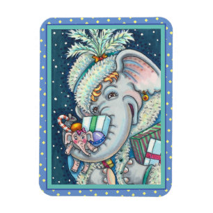 MAGNET FLEXIBLE ÉLÉPHANT DE NOËL, FIER DES CADEAUX ET BONNE CHÈRE