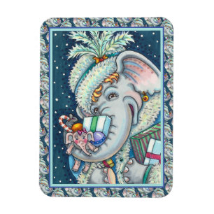 MAGNET FLEXIBLE ÉLÉPHANT DE NOËL, FIER DES CADEAUX ET BONNE CHÈRE