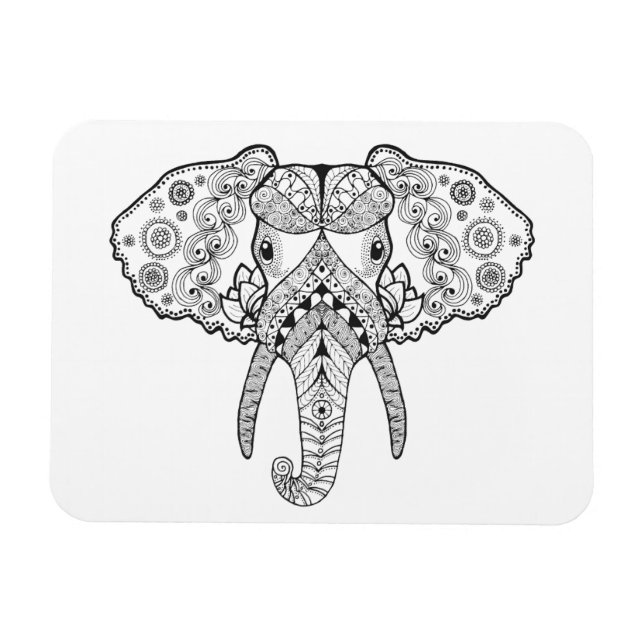 Magnet Flexible Eléphant inspiré Zentangle (Horizontal)
