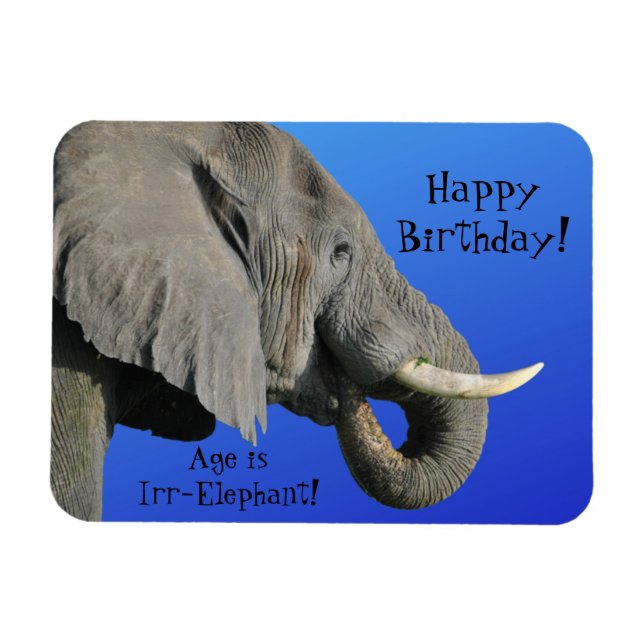 Magnet Flexible Elephant Joyeux Anniversaire Funny Age est Irr Ele (Horizontal)