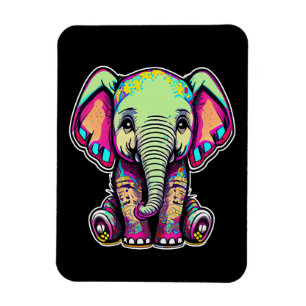Magnet Flexible Eléphant mignon assis illustration numérique