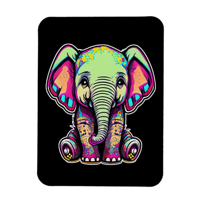 Magnet Flexible Eléphant mignon assis illustration numérique (Vertical)