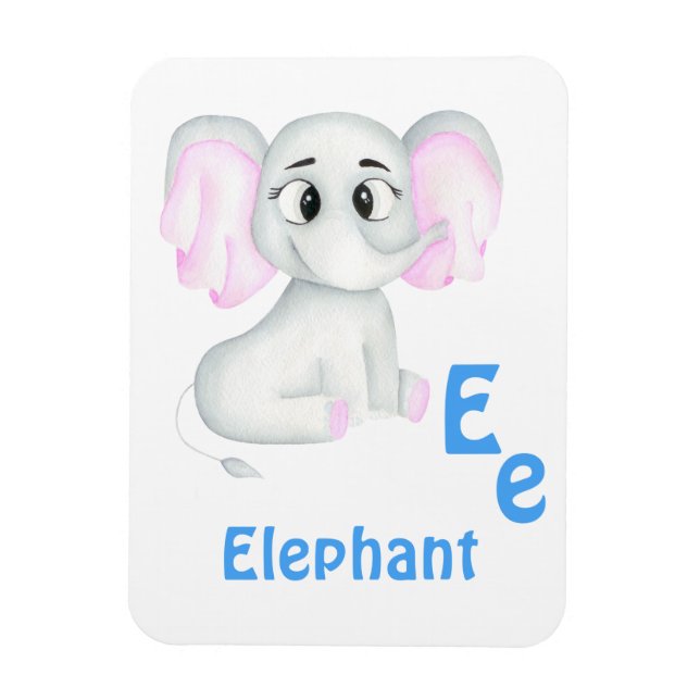 Magnet Flexible Elephant personnalise ABC : Lettre E - Ajouter vot (Vertical)