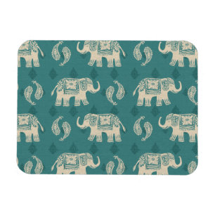Magnet Flexible Elephant Teal Caravan Pattern
