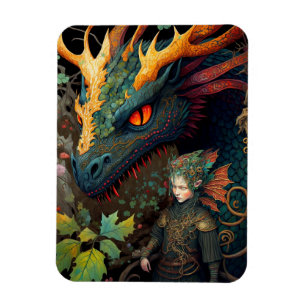 Magnet Flexible Elf Et Dragon Imaginaire Art