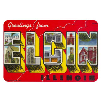 Magnet Flexible Elgin Illinois IL Grande Lettre carte postale Magn