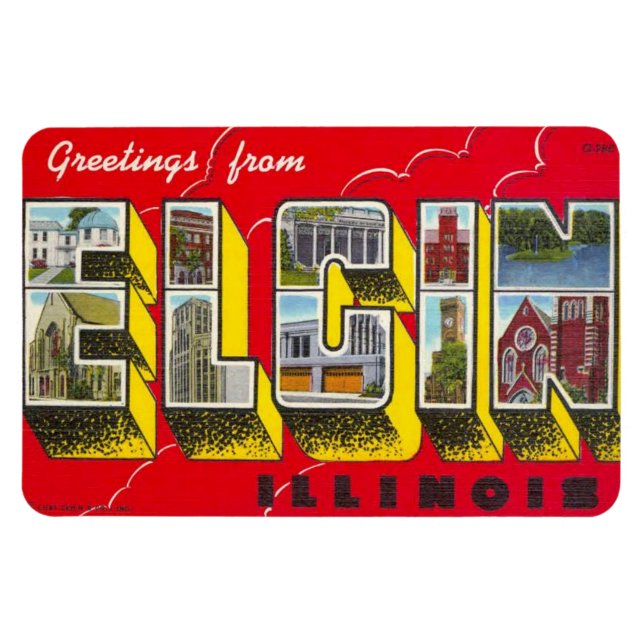 Magnet Flexible Elgin Illinois IL Grande Lettre carte postale Magn (Horizontal)