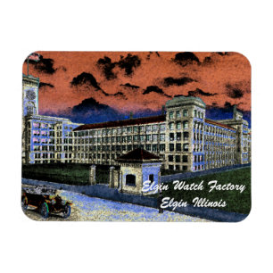 Magnet Flexible Elgin Watch Factory Aquarelle colorée 1920 Art