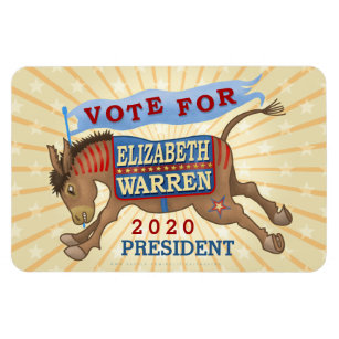 Magnet Flexible Elizabeth Warren Présidente 2020 Démocrate Donkey
