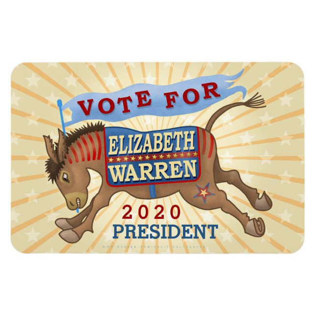 Magnet Flexible Elizabeth Warren Présidente 2020 Démocrate Donkey (Horizontal)