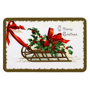 Magnet Flexible Ellen H. Clapsaddle : Sledge avec Holly