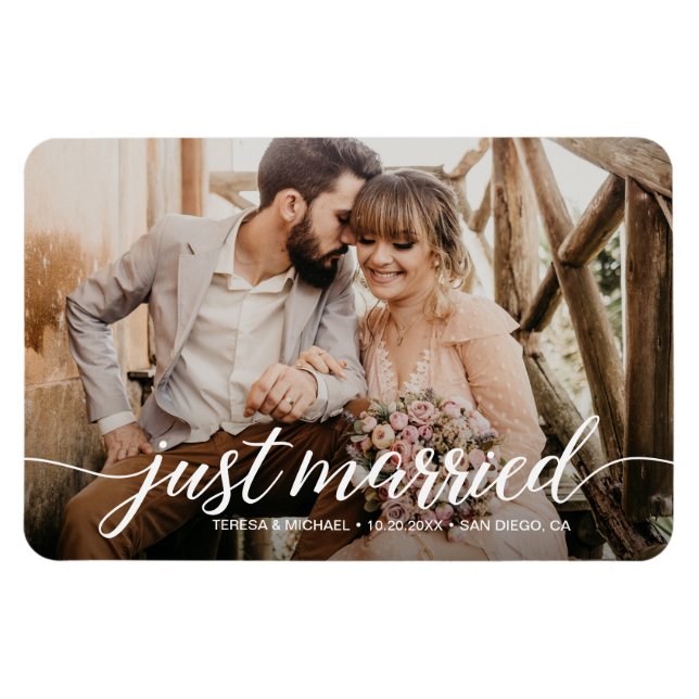 Magnet Flexible Elopement juste marié Script Mariage photo (Horizontal)