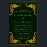 Magnet Flexible Emerald Green Orament Faire-part de mariage<br><div class="desc">Ce design présente des feuilles ornementaux en textures or avec un arrière - plan vert émeraude. Idéal pour vos célébrations mariages !</div>