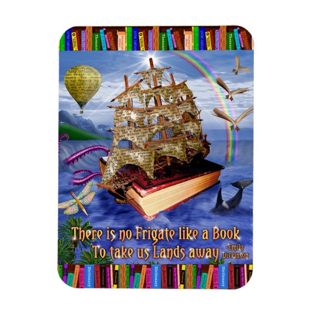 Magnet Flexible Emily Dickinson Quota Book Ship Whimsical Readers (Vertical)