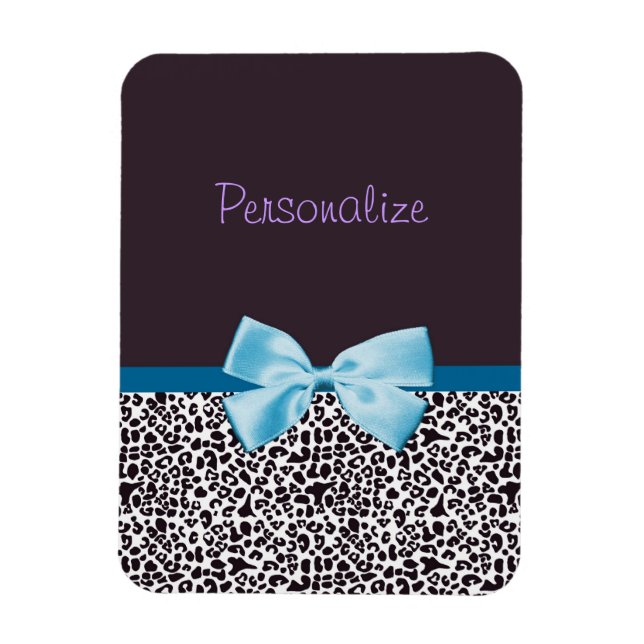Magnet Flexible Empreinte de léopard tendance et ruban bleu avec n (Vertical)