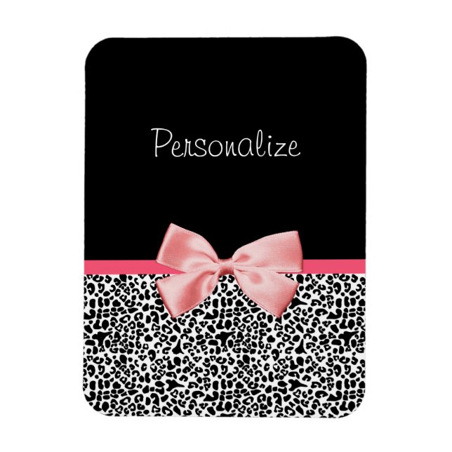 Magnet Flexible Empreinte de léopard tendance et ruban rose avec n (Vertical)