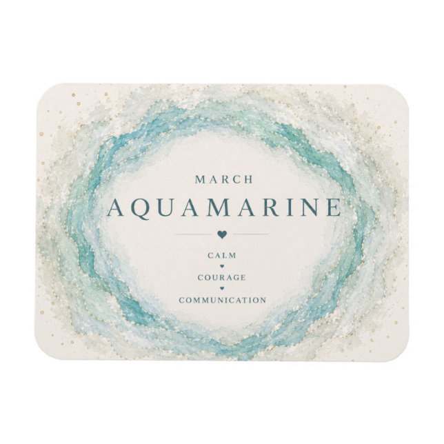Magnet flexible en pierre de naissance aquamarine  (Horizontal)