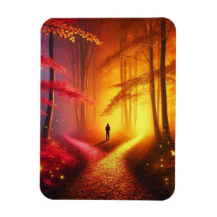 Magnet Flexible Enchanted Crossroads - Vibrant Autumn Forest Art P