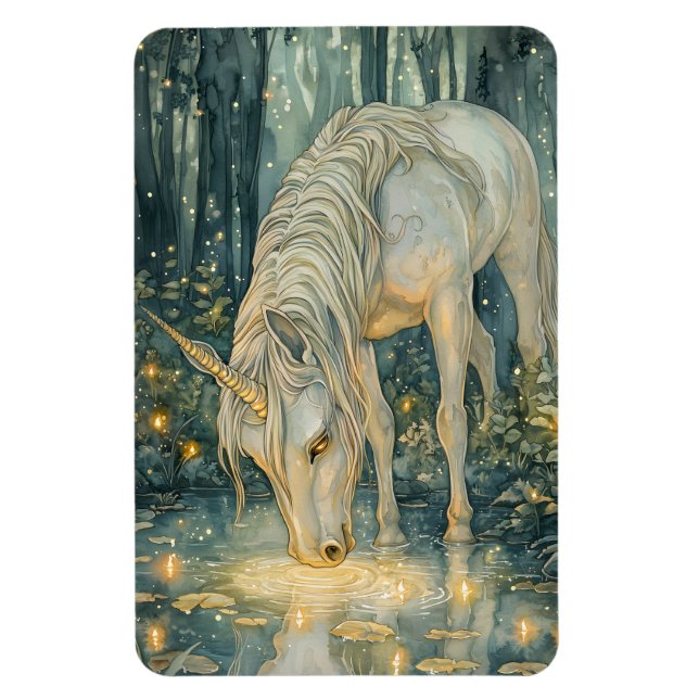 Magnet Flexible Enchanted Magical Unicorn Fireflies Forest (Vertical)