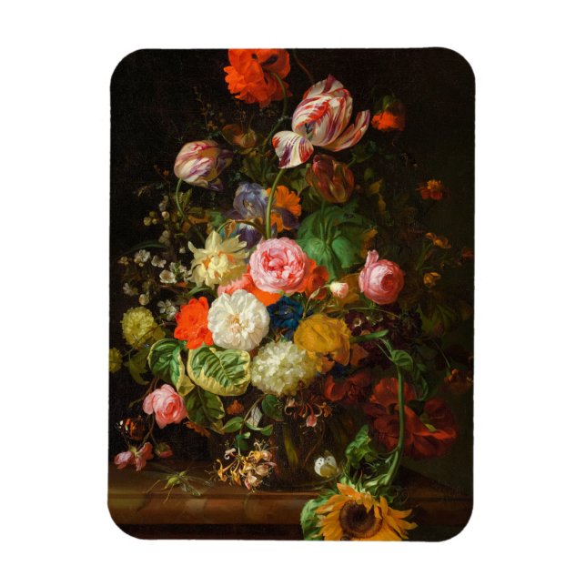 Magnet Flexible Encore vie de roses, tulipes, un tournesol, 1710 (Vertical)