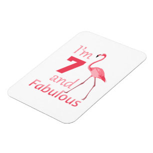 Magnet Flexible Enfants 7e anniversaire mignon Flamant rose rose