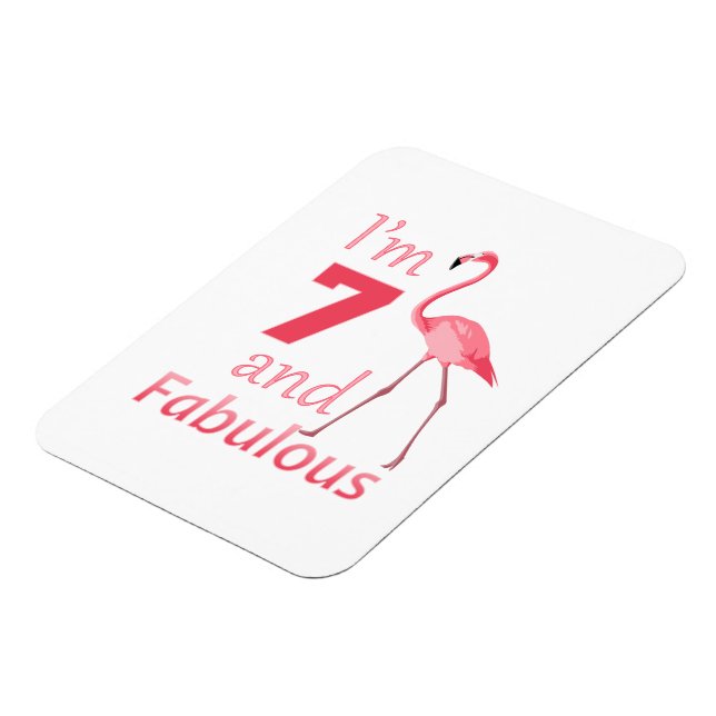 Magnet Flexible Enfants 7e anniversaire mignon Flamant rose rose (Côté Gauche)
