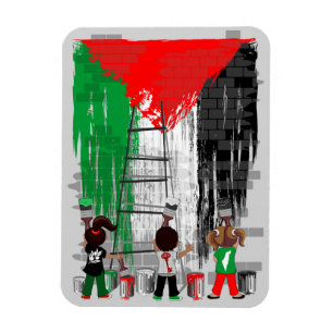 Magnet Flexible Enfants de Gaza peignant le drapeau de la Palestin