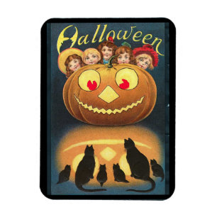 Magnet Flexible Enfants d'Halloween vintage se cachant derrière le